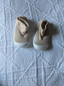 Tiny Toes Baby Sock Shoes In Beige - Picture 1 of 6