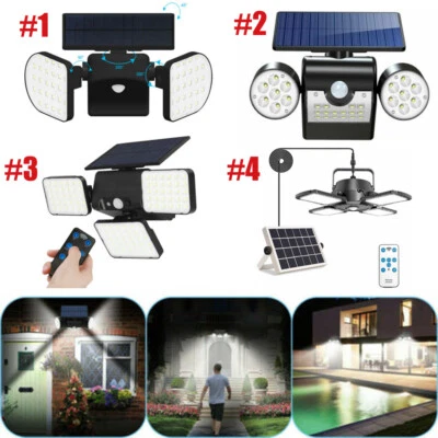LED Solarleuchte mit Fernbedienung Außen Lampe Fluter Sensor Strahler Licht Lamp - Bild 1 von 4