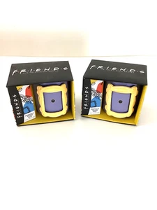 FRIENDS TV Show Coffee Mugs Set of 2,8 Oz Peephole Frame Purple/Yellow NewBox - Picture 1 of 4