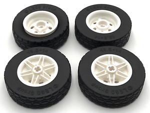 Lego 4 New Black Tires 49.5 x 14 and 30mm D. x 14mm Wheels Hub Truck Car Vehicle