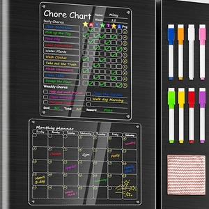Acrylic Magnetic Dry Erase Board Calendar for Fridge, Clear Monthly Planner and - Picture 1 of 12