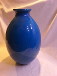 12"Art Deco Charles Catteau Boch Freres Keramis Crackle Glaze Vase Blue Belgium - Bild 1 von 9