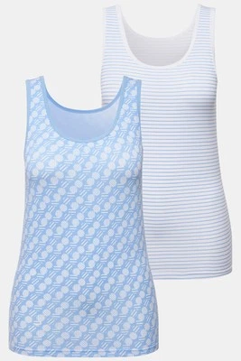 Ulla Popken Damen große Größen Tanktops 2er Pack Ringel Kreise Rundhals