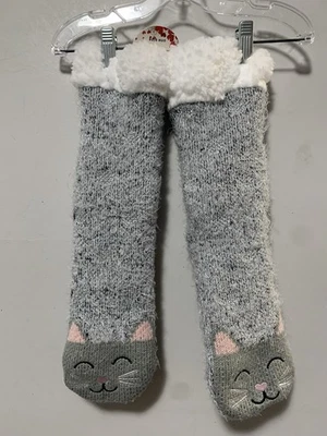 NUEVO CON ETIQUETAS Mujeres Cálidos y Divertidos Calcetines Difusos Se Ajusta a la Talla 5-8 Gris Gato Vellón Cálido Foto 1 de 4
