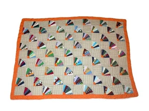 Hermoso edredón abanico abuela vintage hecho a mano cosido a mano acolchado 85x64 - Imagen 1 de 5