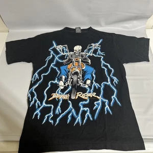 Vintage AMERICAN THUNDER Death Rider Blue Lighting Motorcycle Bike Shirt USED l - Picture 1 of 4
