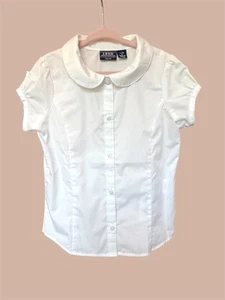 Izod Girls White Button Down Shirt Blouse Classic Crisp Cotton 6 - Picture 1 of 3