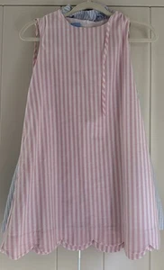 Bella Bliss Girls Pink & White Stripe Shift Sleeveless Dress Sz 12 - Picture 1 of 4