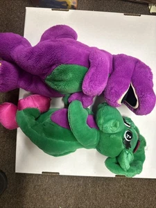 1992 Lyons Baby Bop und Barney und Freunde Plüsch Dinosaurier grün lila Stofftier - Bild 1 von 7