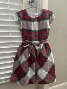 Carters Girls Holiday Christmas Dress Red Green Plaid Size 5 - Picture 1 of 4