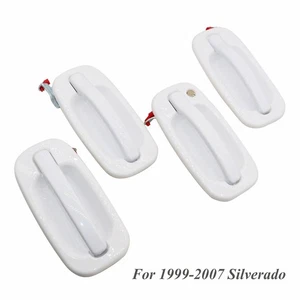 Nuevo juego de manijas de puerta pintadas blancas exteriores Silverado Olympic 1999-2007 - Imagen 1 de 16