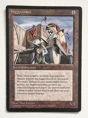 MISPRINT ALERT: Printer Hickey German Juggernaut FBB Foreign Black Border MTG LP - Image 1 of 3