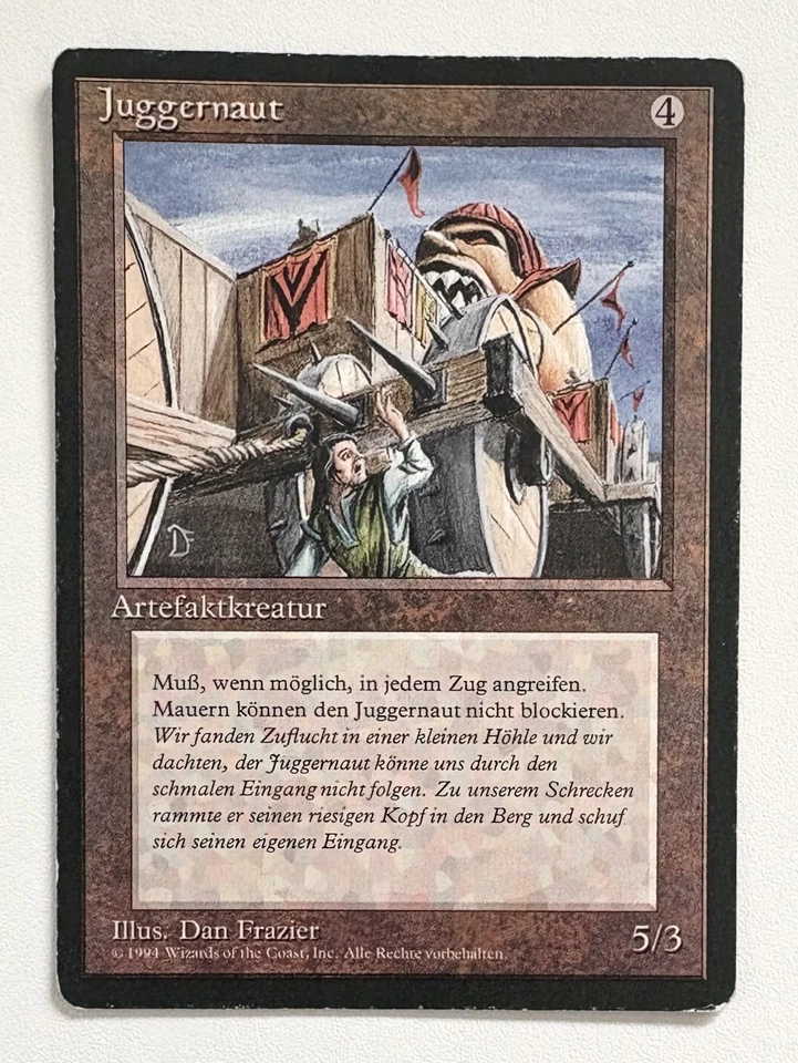 MISPRINT ALERT: Printer Hickey German Juggernaut FBB Foreign Black Border MTG LP - Image 1 of 3