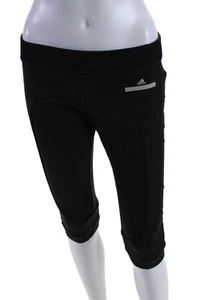Adidas Womens Textured Elastic Waist Lined Knee Length Crop Leggings Black Size - Picture 1 of 6