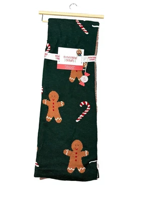 NEW! Peppermint Square Knit Holiday Gingerbread Man Throw Blanket 50" x 70" - Image 1 of 4