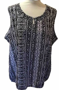 BM CASUAL Black Mix Geometric Sleeveless Blouse U.K. 20 - Picture 1 of 5
