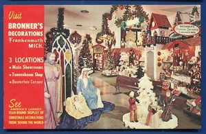 Michigan MI Frankenmuth Bronner's Christmas Decoration Advertising Postcard - Picture 1 of 2