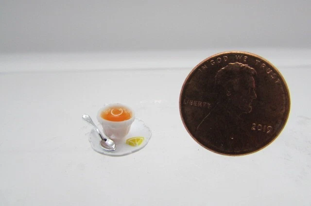 Dollhouse Miniature Chrysnbon Cup of Tea with Saucer and Spoon CB171 - Image 1 of 1