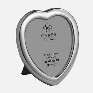 CARRS - Heart Sterling Silver Photo Frame With Grey Velvet Back - 3" x 2½" - Picture 1 of 3