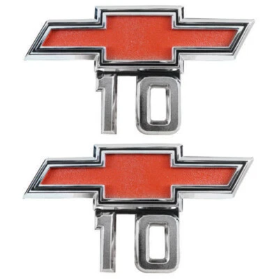 67-68 Chevy C10 Truck LH & RH C/10 Fender Emblems Pair w/Fasteners 72 - Image 1 of 4