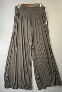 NWT NIC+ZOE Wide Leg Pull On Pants Women XL High Waisted Fold Over Dark Truffle - Picture 1 of 13