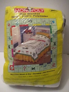 Vintage 1998 Hasbro Monopoly Bed Real Blanket 60" x 90" Mint Not throw! - Picture 1 of 3
