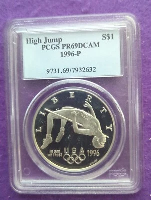 1996 P PCGS PR 69 DCAM High Jump 1 Dollar $1 Commem  Vintage SLAB - Image 1 of 4