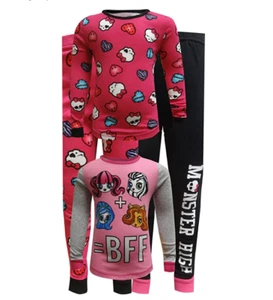 Monster High Girls 4 Piece Pink Pajama Set Size 4 - Picture 1 of 1