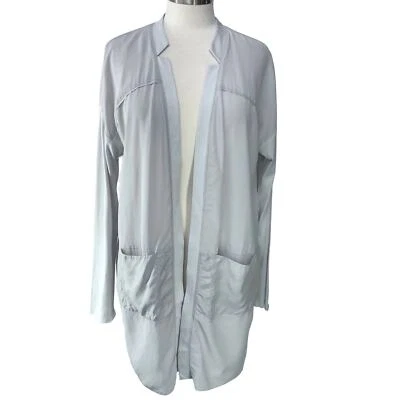 Go шелк женщин размер M смешанные медиа куртка длинная линия открытый передний Джерси шелк серый - Изображение 1 из 4