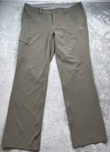 North Face Pants Women Sz 16 Olive Green Nylon Hiking Camping Stow Pocket - Picture 1 of 14