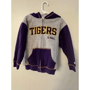 Champion Tigers LSU front zip hoodie grey purple yellow kids small/ 4 - Picture 1 of 3