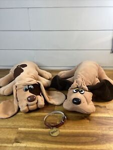 Lot of 2 Vintage Original Pound Puppies 1980s 1985 Tonka Brown w/ and wo/ Spots