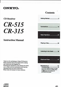 Onkyo Bedienungsanleitung user manual owners CR - 315 / 515 in englisch Copy - Picture 1 of 1