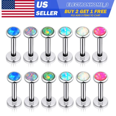 12 Piezas Tachuelas Labiales Ópalo Acero Quirúrgico Labret Monroe Anillo Pendientes Piercing 16G Nuevo Foto 1 de 4