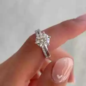 1.50Ct Round D/VVS1 Moissanite Bridal Set Engagement Ring 14 White Gold Plated - Picture 1 of 4