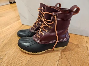 LL BEAN Duck Boots Rain Snow Waterproof Leather 8” Made In USA Womens Size 8 M - Picture 1 of 9