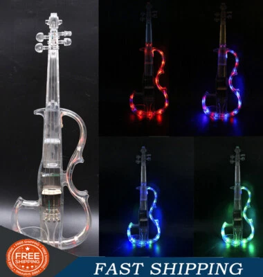  Electric Violin 4/4 Transparent Crystal Acrylic Body Led Light - Image 1 of 4