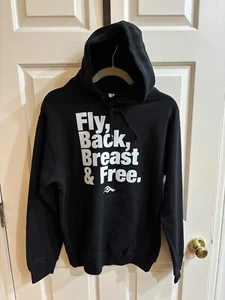 AWDis Hoodie Heavy Sweatshirt M Black "Fly, Back, Breast & Free" On Front New - Picture 1 of 1