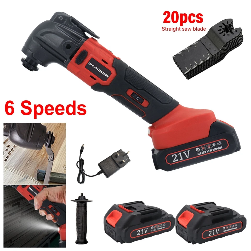 21V Oscillating Multi Tool Cordless Sander Scraper Saw 6 Speeds with 20x Blades - Image 1 of 4