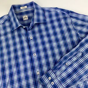 PETER MILLAR Men’s Check Button Front Long Sleeve Dress Shirt Sz Large L - Picture 1 of 4