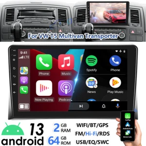 Radio de coche de 9" para VW Multivan Transporter T5 CarPlay Android13 GPS Navi WIFI RDS - Imagen 1 de 18