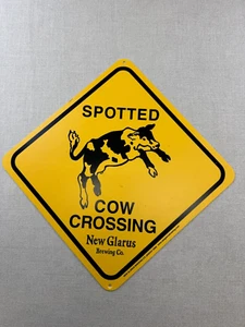New Glarus Brewing Wisconsin Spotted Cow Crossing Beer Street Sign 15" - Picture 1 of 2
