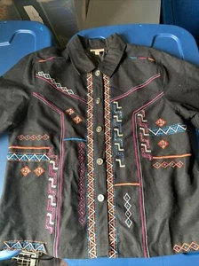 Women’s sixe XL Choices Aztec embroidered beaded cardigan shirt 3/4 sleeve India - Picture 1 of 7