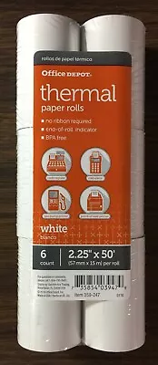 Office Depot THERMAL PAPER ROLLS 2.25" x 50' White Pack of 6 * G7022313
