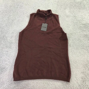 New Naadam Sweater Womens Large Sleeveless Cashmere Turtleneck Brown Vest Plum - Picture 1 of 9
