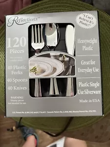 New Reflections Heavy Duty Plastic Silverware 120-Piece Party Cutlery - Picture 1 of 4