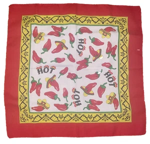 Vintage Hot Chili Pepper Pepper USA Made Scarf 50/50 Cotton Polyester 21" x 21" - Picture 1 of 2