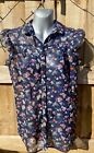 Pretty And Feminine Size 8 Navy Blue Floral/Floral Chiffon Type Sheer Blouse??