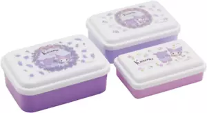 (Set of 3) JAPAN Purple Sanrio Kuromi Chromi Flower Box Lunch Container Storage - Picture 1 of 4