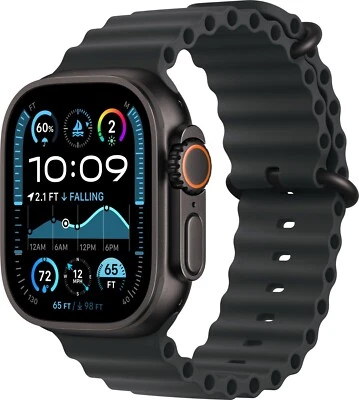 Apple Watch Ultra 2 (2024) - Titan Schwarz Ocean Armband - Schwarz Neu / OVP - Bild 1 von 3